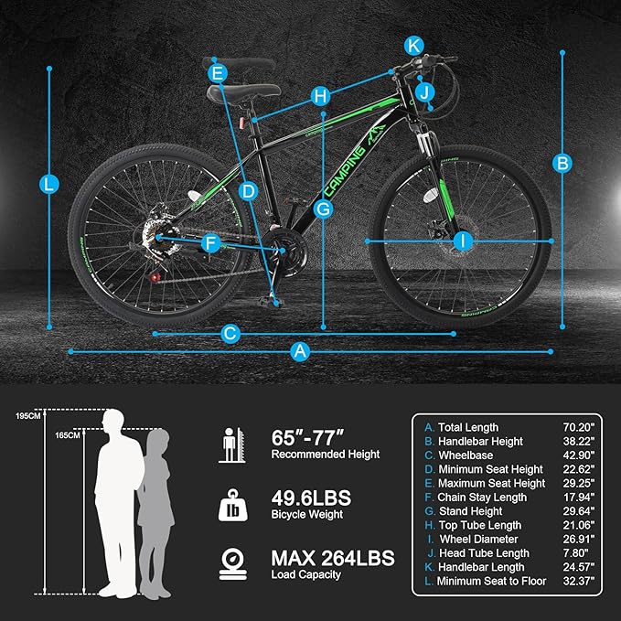 Ktaxon Mountain Bike 24/26/27.5 Inch Men & Women Mountain Bike with 21-Speed Adult Bikes, Double Disc Brake, Suspension Fork and High Carbon Steel Frame