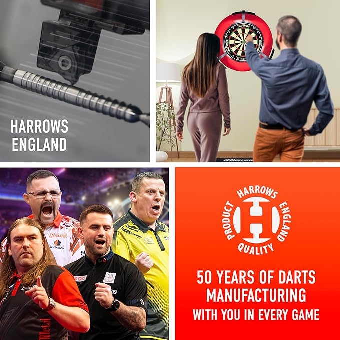 Harrows NX90 Bomb & Parallel Shape Darts Set I Professional Darts 90% Tungsten Steel Tip All Weights Pro Darts I 10pc Set with Black Supergrip Midi Shafts & NX90 Flights