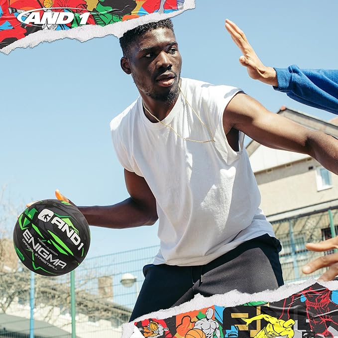 AND1 Enigma Basketball - Streetball for Indoor and Outdoor Use, Deep Channel Construction and Durability