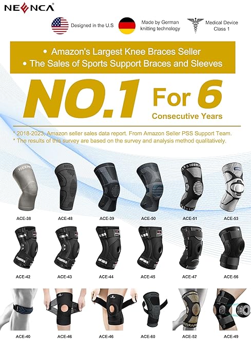 NEENCA Knee Brace for Knee Pain Relief, Medical Knee Support with Patella Pad & Side Stabilizers, Compression Knee Sleeve for Meniscus Tear, ACL, Arthritis, Joint Pain, Runner, Sport
