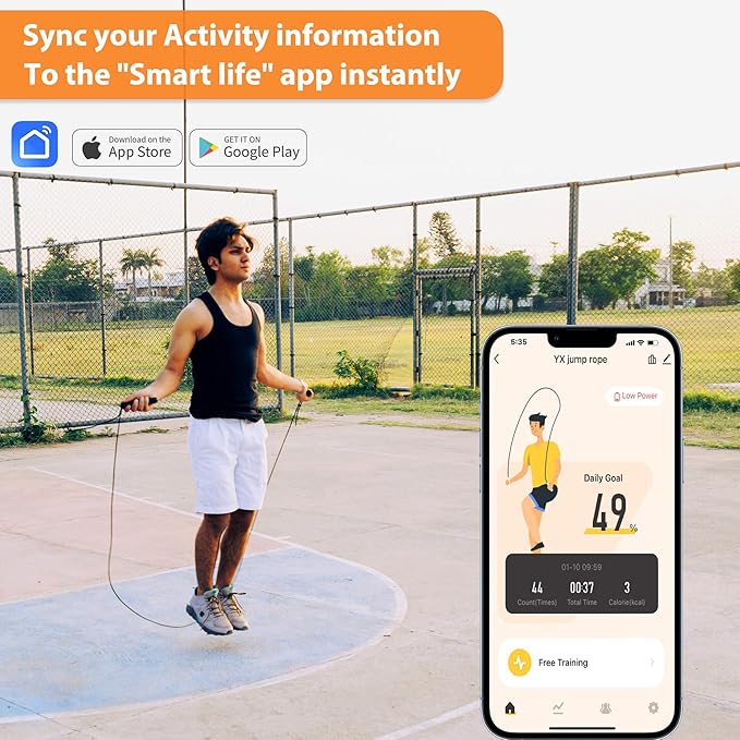 Jump Rope With Counter and App - Tangle-Free Rapid Speed Skipping Rope for Fitness, Home Exercise, Workout - Gifts for Adults, Women, Men, Kids