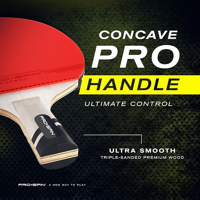 PRO SPIN Carbon Ping Pong Paddles - Penhold Short Grip, Premium Table Tennis Rackets with Carbon Fiber | Professional-Level 7-Ply Blade, Premium Rubber, 2.0mm Sponge | Rubber Protector Case