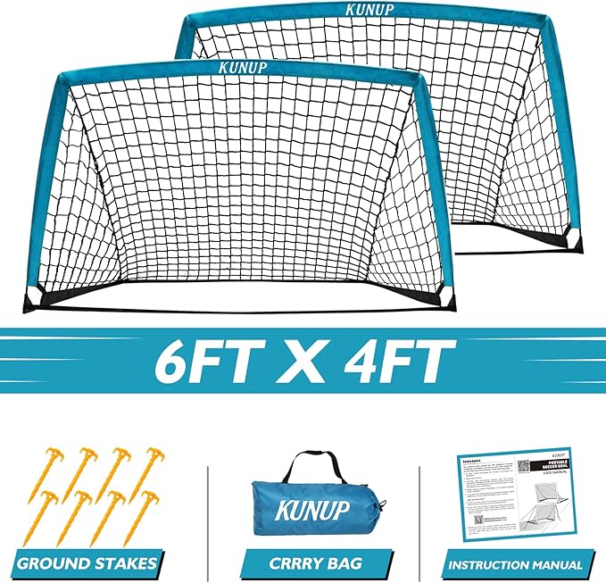 2 of 5×3 6x4 9x5 FT Portable Kids Soccer Goals Set, Foldable Soccer Practice Nets for Backyard with Carrying Bag for Toddler Youth Pop Up Soccer Training Equipment Indoor Outdoor Sports Game Gift