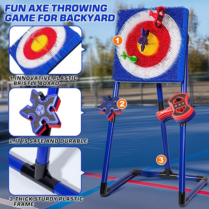 Axe Throwing Target Game for Backyard with 8 Throwing Axes Set,Indoor &Outdoor Activities for Kids,Hunting Games for Family, Birthday Gift for Boys Girl, Carnival Games