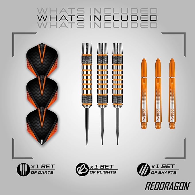 RED DRAGON Amberjack Series Darts Set with Flights and Shafts (Stems)