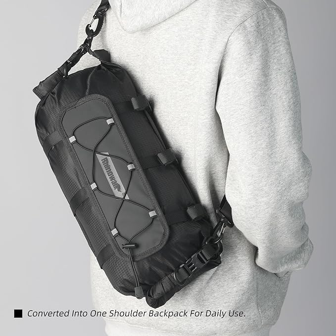 Rhinowalk Bicycle Handlebar Bag, both sides open and folded closed, with waterproof inner pocket, suitable for road bike, mountain bike, etc.