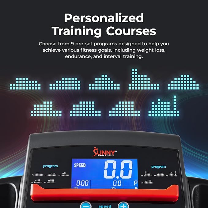 Sunny Health & Fitness Smart Performance Folding Treadmill with Adjustable Incline and Free SunnyFit App Bluetooth Connection