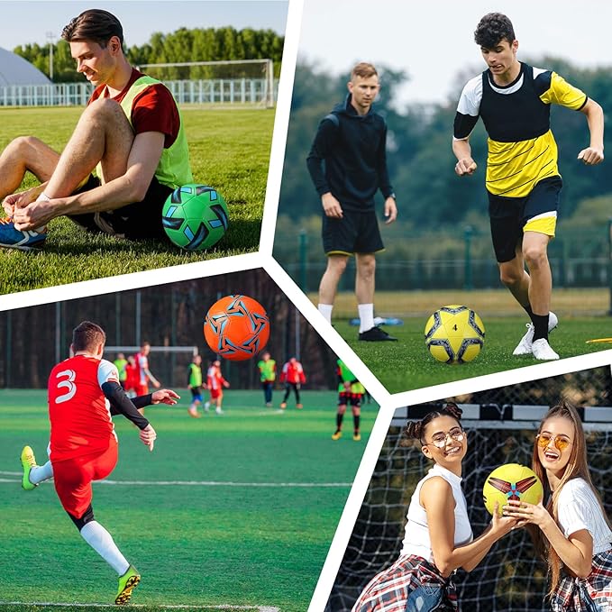 18 Pcs Soccer Balls Football with 4 Pumps Sports Soccer Balls Official Size Soccer Indoor Outdoor Soccer for Child Teens Adult Players Game Training Back to School Gift