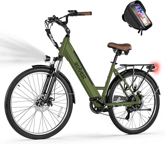 Cores Electric Bike for Adults, 26" Electric Commuter Bike with 1200W Peak Motor, 28MPH 70 Miles Max, 48V 576Wh Removable Battery, 7-Speed City Cruiser Mountain E Bike for Commuting