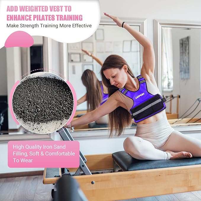 Adjustable Weighted Vest for Women, 6-12 Lbs Rucking Vest with 6 Ironsand Weights, Great Weighted Vest with Plus Pockets & Reflective Strips for Running, Walking, Workout and Strength Training