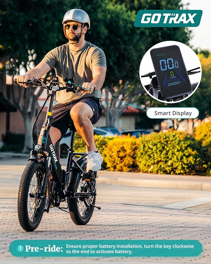 Gotrax 20" Folding Electric Bike with 55 Miles (Pedal-assist1) by 48V Battery, 20Mph Power by 500W, Smart LCD Display and 5 Pedal-Assist Levels, 7-Speed&Front Shock Absorber for Off-Road Bicycle
