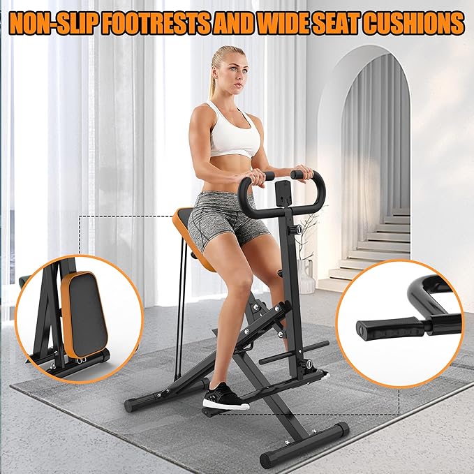 Squat Machine for Home - Exercise Machine with Adjustable Resistance Bands Row-N-Ride Squat Assist Trainer for Glutes & Ab Back Legs Workout