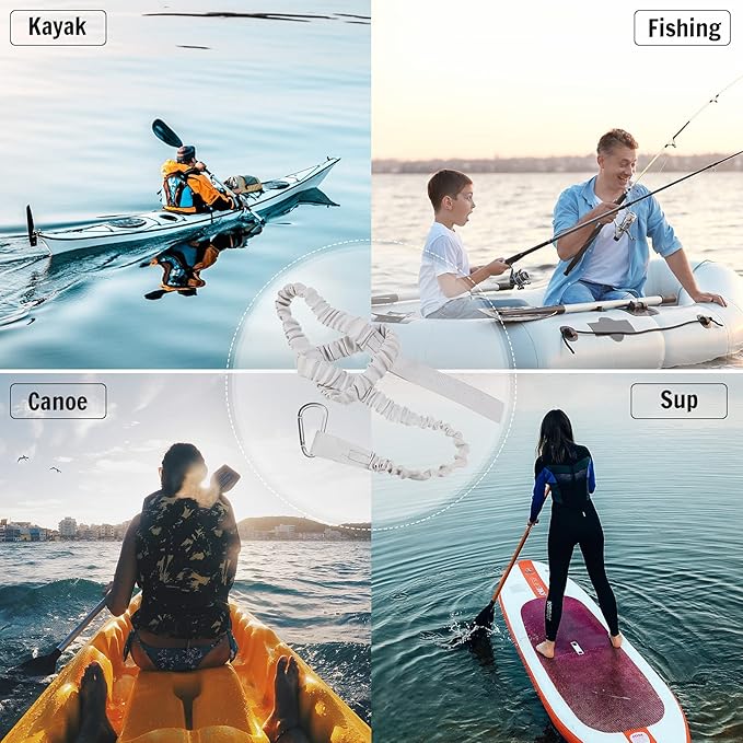 HESTYA 6 Pieces Kayak Paddle Leash Stretchable Paddle Rope Nylon Adjustable Kayak Coiled Rod Leash Lanyard Kayak Traction Rope for Kayak Canoe SUP Paddles Surfboard Fishing Poles Rods Accessories