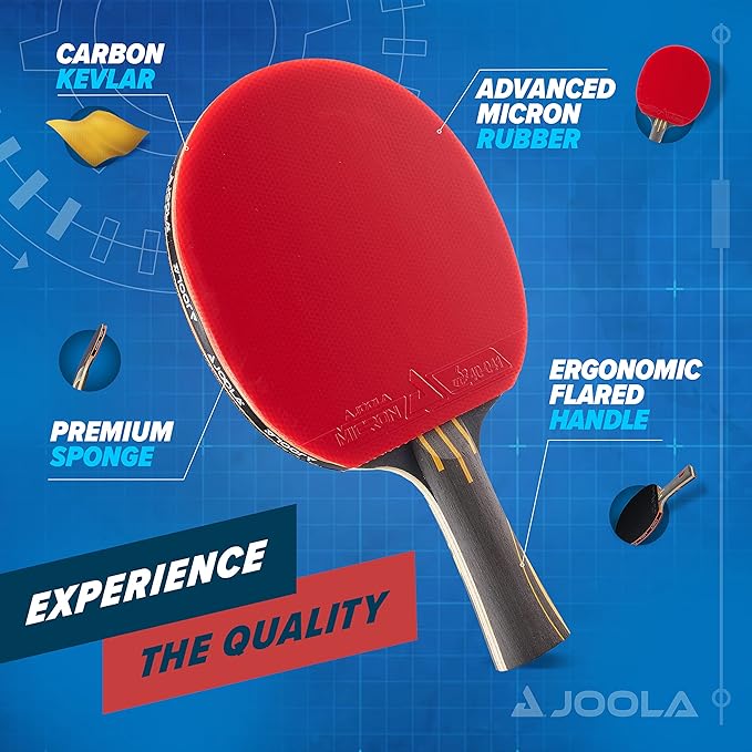 JOOLA Infinity Overdrive - Professional Performance Ping Pong Paddle with Carbon Kevlar Technology - Black Rubber on Both Sides - Competition Table Tennis Racket for Advanced Training - Extreme Speed