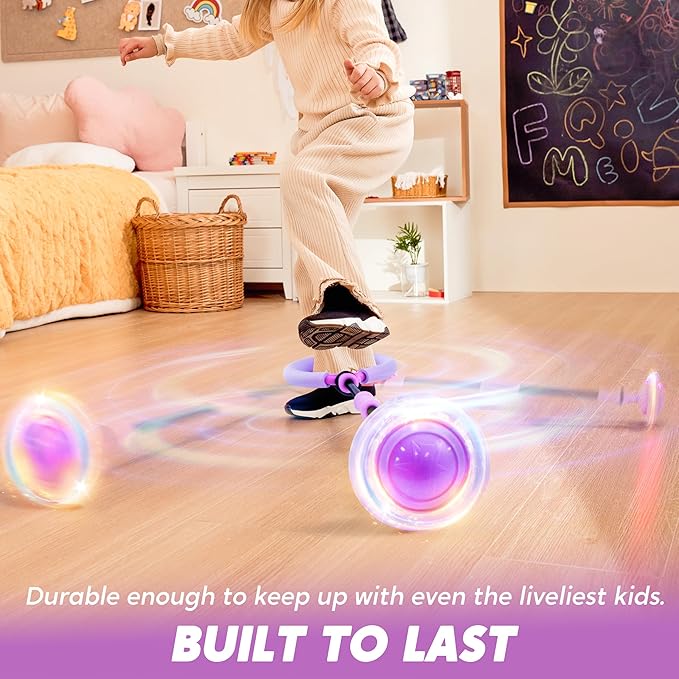 JOYIN Purple Ankle Skip Ball with Flashing Lights, Toy for Kids Indoor & Outdoor, Flashing Swing Ball Foldable Sports Toy, Birthday Gifts for Kids 3 4 5 +