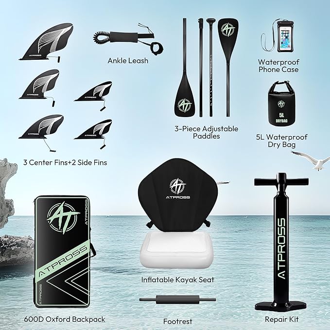 12'x36 Inflatable Paddle Board, 500lbs Extra Wide Stand Up Paddleboard for Adults with Premium SUP Accessories Kit & Backpack, Blow Up Kayak Non-Slip Stable Deck Boat for Yoga Fishing Surf