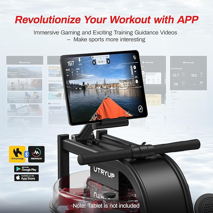 Magnetic Rowing Machines for Home (R05), Water Rowing (R10), 16 Levels of Quiet Resistance Foldable Compact Rowing Machine 350 LB Weight Capacity with Bluetooth, App Supported, Tablet Holder