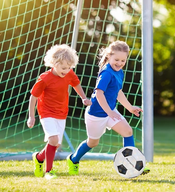 Soccer Ball - Premium Boy and Girl Official Match Ball with Cool Reflective Iridescent Rainbow Hex Pattern, Durable, Indoor, Outdoor, Training, Practice, Playtime and Games