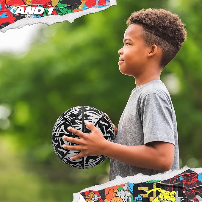 AND1 Fantom Graffiti Rubber Basketball - Streetball for Indoor and Outdoor Use, Deep Channel Construction and Durability