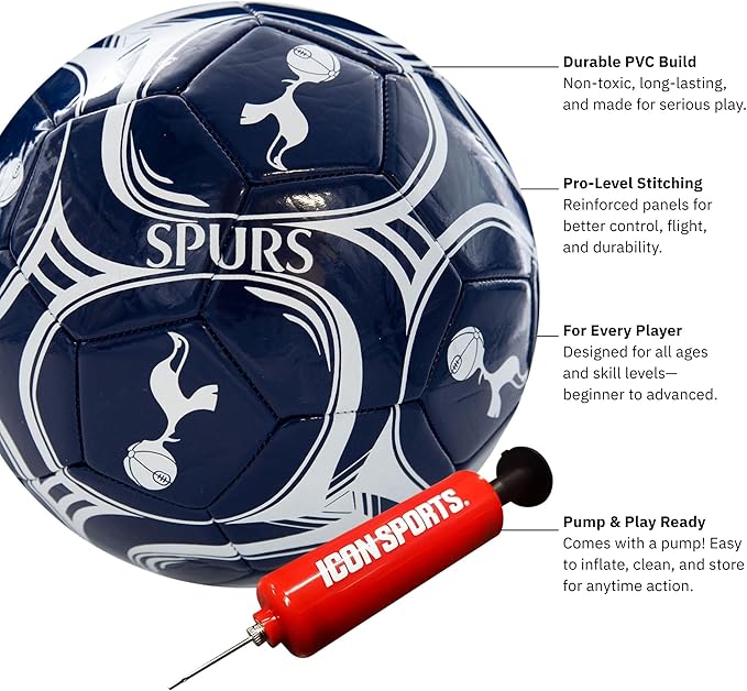 Icon Sports Officially Licensed Tottenham Hotspur Regulation Size 5 Soccer Ball