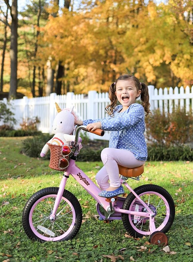 JOYSTAR Vintage Kids Bike with Training Wheels & Basket, 12 14 16 Inch Girls Bike for 2-7 Years Old, Children Bicycles, Multiple Colors
