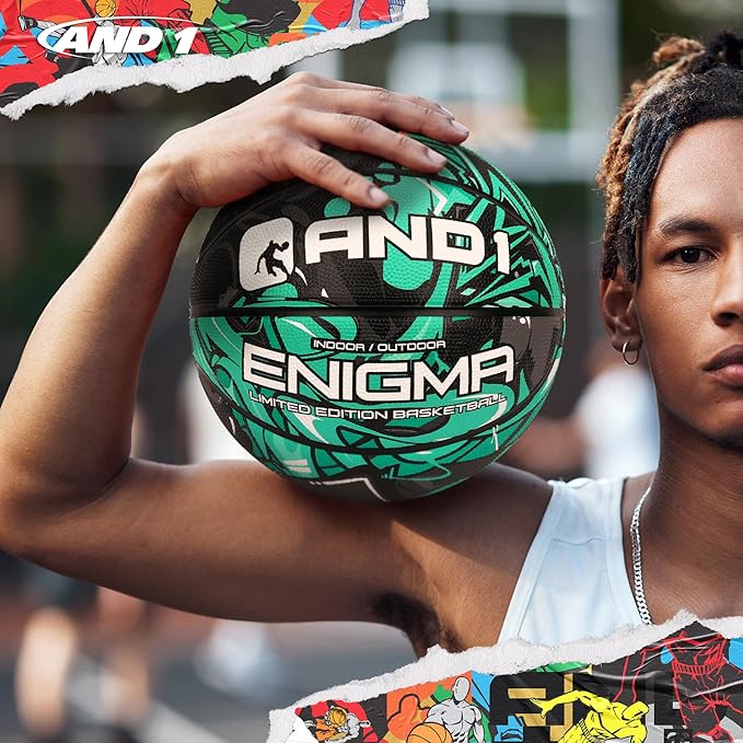 AND1 Enigma Basketball - Streetball for Indoor and Outdoor Use, Deep Channel Construction and Durability