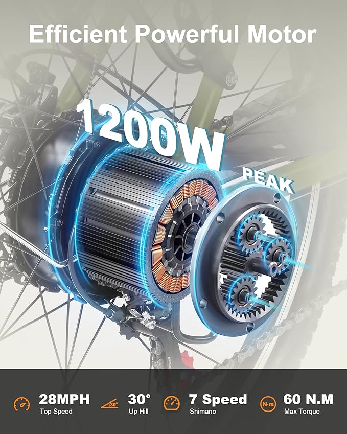 Cores Electric Bike for Adults, 26" Electric Commuter Bike with 1200W Peak Motor, 28MPH 70 Miles Max, 48V 576Wh Removable Battery, 7-Speed City Cruiser Mountain E Bike for Commuting