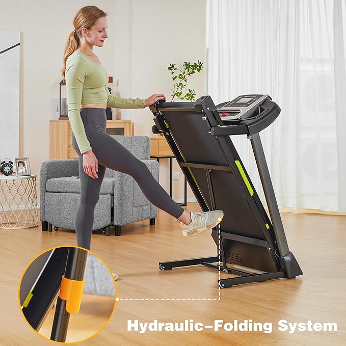 3.5HP Folding Treadmill for Home Use - 330 lb Weight Capacity, 17" Wide Belt, 7.5 MPH Speed, Quiet Motor, LED Display, Heart Rate Monitor - Perfect for Compact Spaces