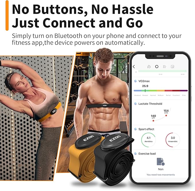 EZON Heart Rate Monitor Chest Strap C009Pro,ANT+& Bluetooth 5.1 Dual Protocol,Up to 400H Battery Life,Compatible with Polar/Strava/Wahoo/Peloton,Ideal for Fitness Training Cycling