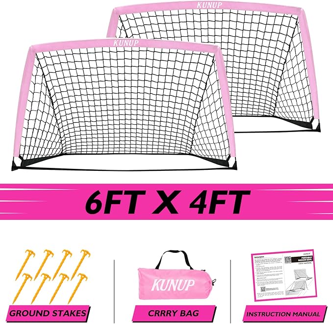2 of 5×3 6x4 9x5 FT Portable Kids Soccer Goals Set, Foldable Soccer Practice Nets for Backyard with Carrying Bag for Toddler Youth Pop Up Soccer Training Equipment Indoor Outdoor Sports Game Gift