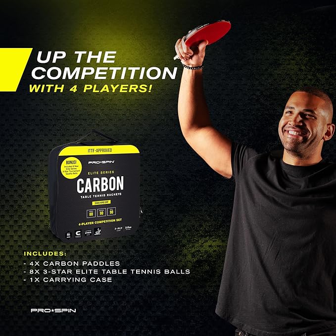 PRO SPIN Ping Pong Paddles - Professional Level Table Tennis Rackets with Carbon Fiber for Superior Control | 7-Ply Blade, Premium Rubber, 2.0mm Sponge | Includes Protector Case