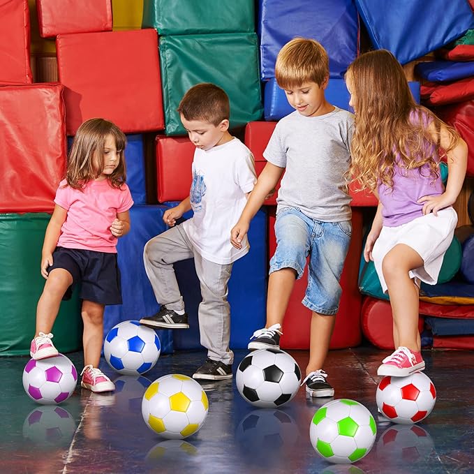 Deekin 6 Pcs Soccer Ball Bulk with Pump Teamwork Outdoor Sport Game Training Soccer Ball Bulk for School Sport Teen Adult Child