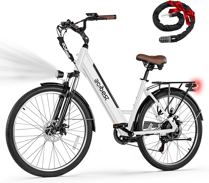 Cores Electric Bike for Adults, 26" Electric Commuter Bike with 1200W Peak Motor, 28MPH 70 Miles Max, 48V 576Wh Removable Battery, 7-Speed City Cruiser Mountain E Bike for Commuting