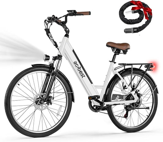Cores Electric Bike for Adults, 26" Electric Commuter Bike with 1200W Peak Motor, 28MPH 70 Miles Max, 48V 576Wh Removable Battery, 7-Speed City Cruiser Mountain E Bike for Commuting
