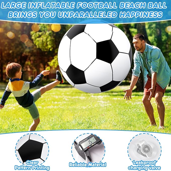 Lewtemi Giant Inflatable Sports Balls Large Inflatable Beach Ball Baseballs Soccer Rainbow Basketball Football for Sport Birthday Party Favor(2 Pcs,Soccer, Baseball,40 Inch)