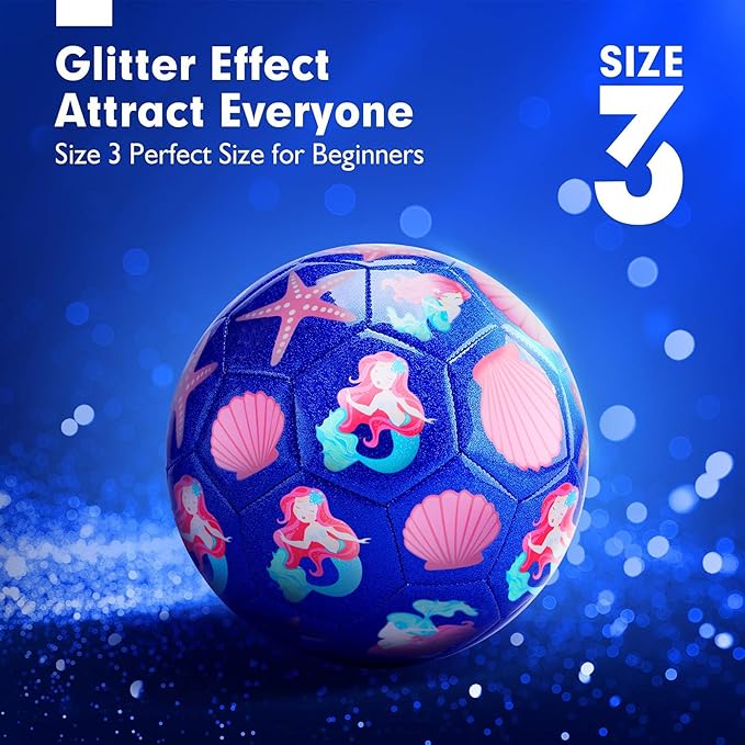 Soccer Balls Size 3 for Girls Soccer Ball for Kids Aged 4-6 6-8 Beginners Outdoors Sports Ball Recreation Playing Ball Birthday Christmas Back to School Gifts