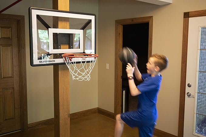 Silverback Junior Youth 33" Basketball Hoop with Lock ‘n Rock Mounting Technology Mounts to Round and Vertical Poles, Black (B8410W)