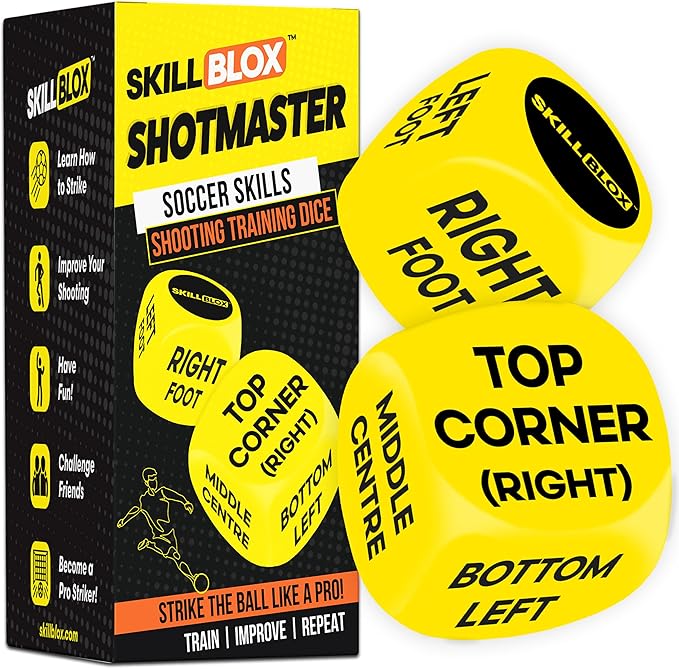 Soccer Shooting Training Dice (2 pcs) - Soccer Gifts for Boys 8-12 to Improve Soccer Shooting Skills - Boys and Girls Soccer Training Equipment (SHOTMASTER DICE)