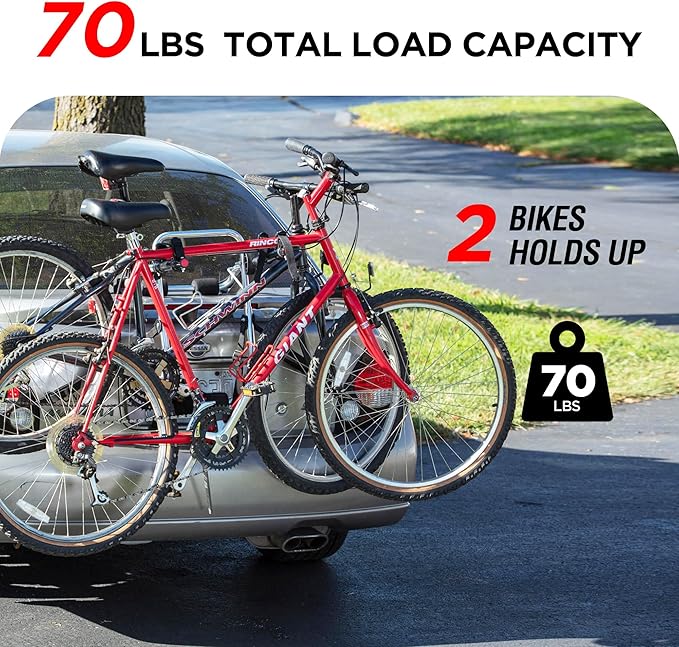 Young Aluminum 2-Bike Rack Trunk Mount, Hightweight for 2 Bicycles Up to 70 lbs Load