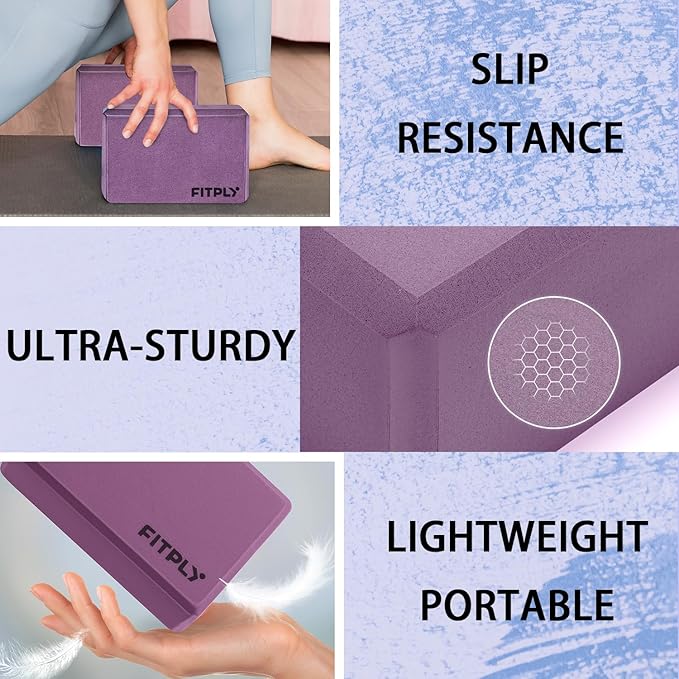 Yoga Blocks 2 Pack - Non-Slip Yoga Brick & Foam Blocks Yoga Set, High-Density Pilates Block for Stretching, Meditation, and Exercise Blocks Foam, Ideal for Deep Poses