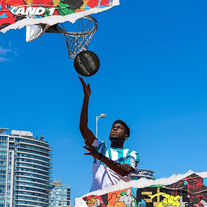 AND1 Xcelerate Rubber Basketball: Official Regulation Size 7 (29.5”) Streetball, Made for Indoor/Outdoor Games