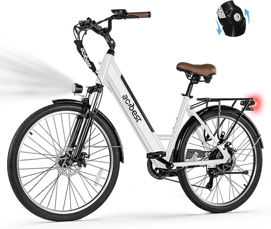 Cores Electric Bike for Adults, 26" Electric Commuter Bike with 1200W Peak Motor, 28MPH 70 Miles Max, 48V 576Wh Removable Battery, 7-Speed City Cruiser Mountain E Bike for Commuting