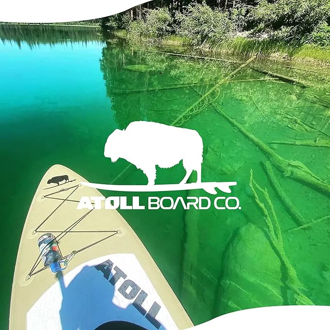 Atoll Inflatable Stand Up Paddle Board ISUP, Bravo Hand Pump and 3 Piece Paddle, Travel Backpack and Accessories New Leash Included Two Sizes - 11ft and 9ft