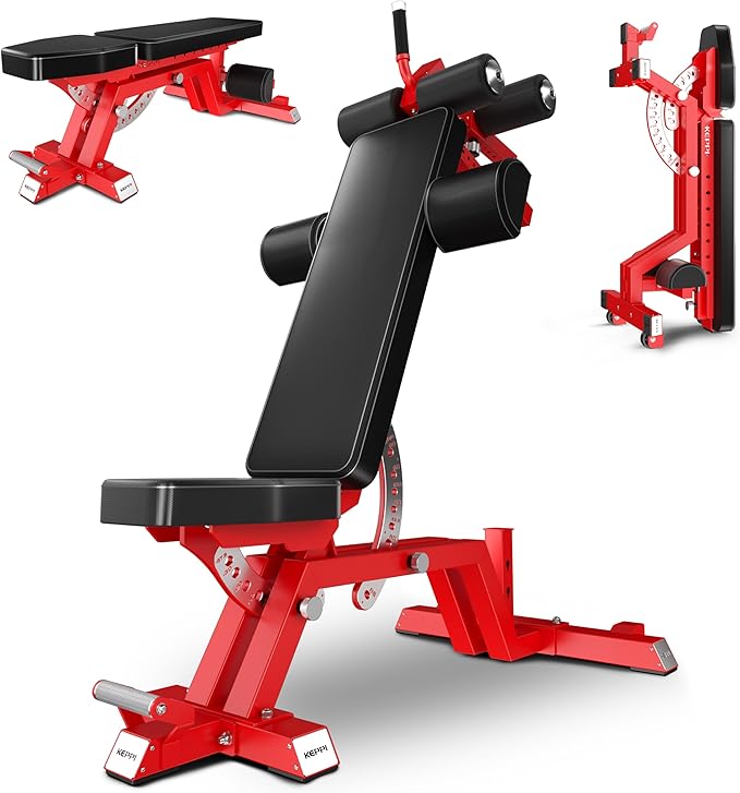 KeppiFitness Weight Bench - 1500LBS Capacity Workout Bench, 17” Bench Press Height, 11+8 Adjustable Weight Bench with Flat/Incline/Decline Angle and Vertical Storage - Bench6000 Series
