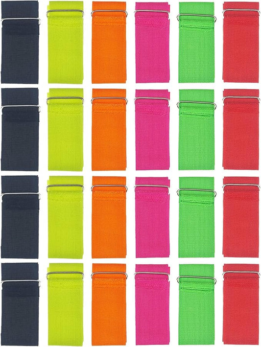 24 Pack 3 Legged Race Bands Colorful Firm Elastic Bands for Kids Adult Outdoor Fun (24)