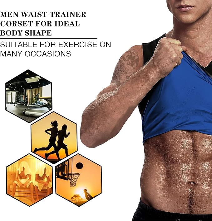 Sauna Sweat Suits Shirt Vest Waist Trainer for Men Compression Workout Shapewear Excersize Gym Clothes Working Out