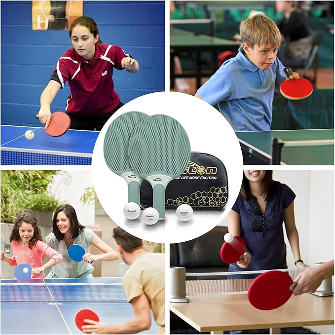 Senston Table Tennis Rackets Set, Professional Table Tennis Racket with 3 Balls, Composite Rubber Ping Pong Paddle Set