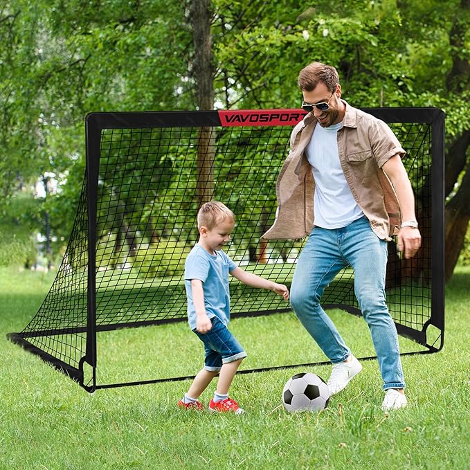 Soccer Goal, 2 of 6'x4' Kids Soccer Goals for Backyard Set, Portable Pop Up Soccer Net, Practice Soccer Training Equipment with Ball, Cones for Toddler,Youth Sports Outdoor Games Yard Play