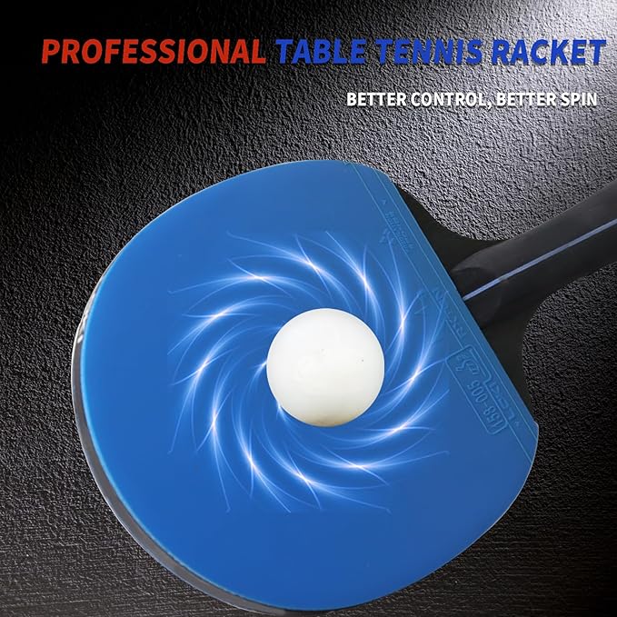Ping Pong Paddles Sets of 4- Portable Table Tennis Paddles Professional Case & 4*Ping Pong Balls Table Tennis Racket Player Set for Indoor & Outdoor Games