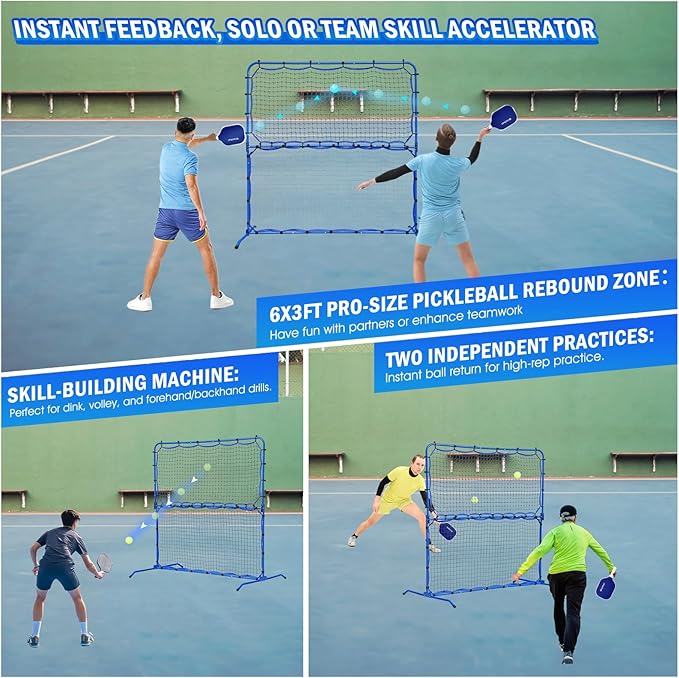 Pickleball Practice Rebounder Net for Dink Volley Solo Training Equipment, 7.9FT or 6FT 2in1 Mini Pickleball Net Portable Trainer for Outdoor Driveway Backyard Indoor Garage, Easy Setup & Storage